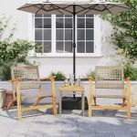 Set mobilier bistro, 3 piese, poliratan bej/lemn de acacia GartenMobel Dekor