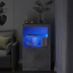 Dulap lateral cu lumini LED, gri beton, lemn prelucrat GartenMobel Dekor