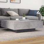 Măsuță de cafea cu lumini LED, gri beton, 100x100x31 cm GartenMobel Dekor