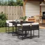 Set mobilier de grădină cu perne, 5 piese, negru, poliratan GartenMobel Dekor