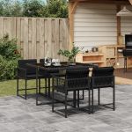 Set mobilier de grădină cu perne, 5 piese, negru, poliratan GartenMobel Dekor