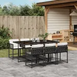 Set mobilier de grădină cu perne, 7 piese, negru, poliratan GartenMobel Dekor