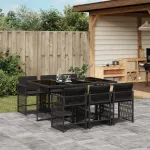 Set mobilier de grădină cu perne, 7 piese, negru, poliratan GartenMobel Dekor