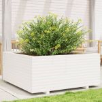 Jardinieră de grădină, alb, 110x110x49,5 cm, lemn masiv de pin GartenMobel Dekor
