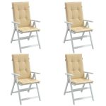 Perne scaun cu spătar înalt 4 buc. melanj bej 120x50x4cm textil GartenMobel Dekor