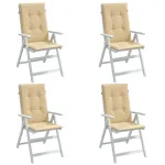 Perne scaun cu spătar înalt 4 buc. melanj bej 120x50x4cm textil GartenMobel Dekor
