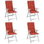 Perne scaun spătar înalt, 4 buc. melanj roșu 120x50x4 cm textil GartenMobel Dekor