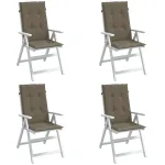 Perne scaun spătar înalt 4buc melanj gri taupe120x50x4cm textil GartenMobel Dekor