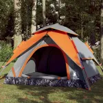 Cort camping cupolă 3 persoane, gri/portocaliu, setare rapidă GartenMobel Dekor