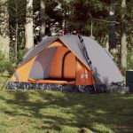 Cort camping cupolă 3 persoane, gri/portocaliu, setare rapidă GartenMobel Dekor