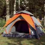 Cort camping cupolă 4 persoane, gri/portocaliu, setare rapidă GartenMobel Dekor
