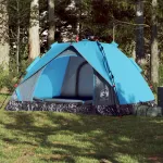 Cort de camping cupolă 3 persoane, setare rapidă, albastru GartenMobel Dekor