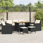Set mobilier de grădină cu perne, 6 piese, negru, poliratan GartenMobel Dekor