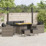 Set mobilier grădină cu perne, 6 piese, gri, poliratan GartenMobel Dekor