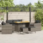 Set mobilier grădină cu perne, 6 piese, gri, poliratan GartenMobel Dekor