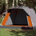 Cort camping cabană 4 persoane gri/portocaliu setare rapidă GartenMobel Dekor