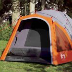 Cort camping cupolă 3 persoane, gri/portocaliu, setare rapidă GartenMobel Dekor
