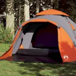 Cort camping cupolă 3 persoane, gri/portocaliu, setare rapidă GartenMobel Dekor