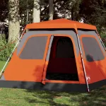 Cort camping cupolă 4 persoane, gri/portocaliu, setare rapidă GartenMobel Dekor