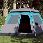 Cort de camping cupolă 4 persoane, setare rapidă, albastru GartenMobel Dekor