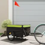 Remorcă pentru biciclete, negru și verde, 45 kg, fier GartenMobel Dekor