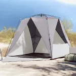 Cort camping 4 persoane gri impermeabil setare rapidă GartenMobel Dekor