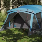 Cort de camping cu verandă 4 persoane, albastru, impermeabil GartenMobel Dekor
