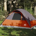 Cort de familie cupolă 6 persoane, gri/portocaliu, impermeabil GartenMobel Dekor