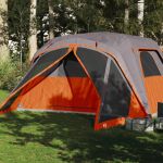Cort familie cu verandă 6 persoane, gri/portocaliu, impermeabil GartenMobel Dekor