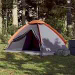 Cort de camping pentru 2 persoane, gri/portocaliu, impermeabil GartenMobel Dekor