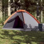 Cort de camping pentru 4 persoane, gri/portocaliu, impermeabil GartenMobel Dekor
