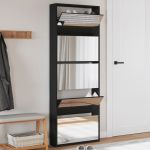 Pantofar cu oglindă, 5 niveluri, negru, 63x17x169,5 cm GartenMobel Dekor