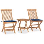 Set mobilier exterior pliabil cu perne, 3 piese, lemn masiv tec GartenMobel Dekor