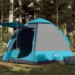 Cort de camping cabană 4 persoane albastru cu eliberare rapidă GartenMobel Dekor