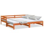 Pat de zi cu extensie, maro ceruit, 90x200cm, lemn masiv de pin GartenMobel Dekor