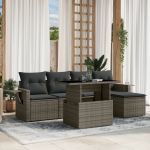 Set mobilier grădină cu perne, 6 piese, gri, poliratan GartenMobel Dekor
