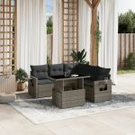 Set mobilier grădină cu perne, 6 piese, gri, poliratan GartenMobel Dekor