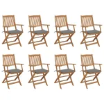 Scaune pliabile de exterior cu perne, 8 buc., lemn masiv acacia GartenMobel Dekor