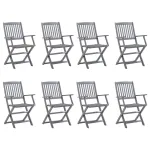 Scaune pliabile de exterior cu perne, 8 buc., lemn masiv acacia GartenMobel Dekor