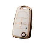 Husa Cheie Auto Opel Astra H, Corsa D, Cheie Briceag, Tpu, Alb cu contur Auriu AutoProtect KeyCars