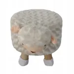 Taburet pentru copii, rotund, model oaie, textil, lemn, gri, max 50 kg, 28x25 cm, Chomik GartenVIP DiyLine