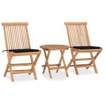 Set mobilier exterior pliabil cu perne, 3 piese, lemn masiv tec GartenMobel Dekor