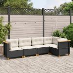 Set mobilier de grădină cu perne, 5 piese, negru, poliratan GartenMobel Dekor