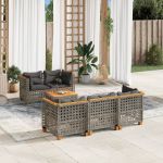 Set mobilier grădină cu perne, 6 piese, gri, poliratan GartenMobel Dekor