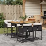 Set mobilier de grădină cu perne, 5 piese, negru, poliratan GartenMobel Dekor
