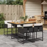 Set mobilier de grădină cu perne, 5 piese, negru, poliratan GartenMobel Dekor