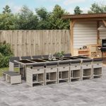 Set mobilier de grădină cu perne 17 piese gri deschis poliratan GartenMobel Dekor