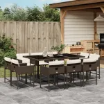 Set mobilier de grădină cu perne, 11 piese, maro, poliratan GartenMobel Dekor
