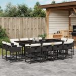 Set mobilier de grădină cu perne, 13 piese, negru, poliratan GartenMobel Dekor