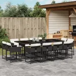 Set mobilier de grădină cu perne, 13 piese, negru, poliratan GartenMobel Dekor